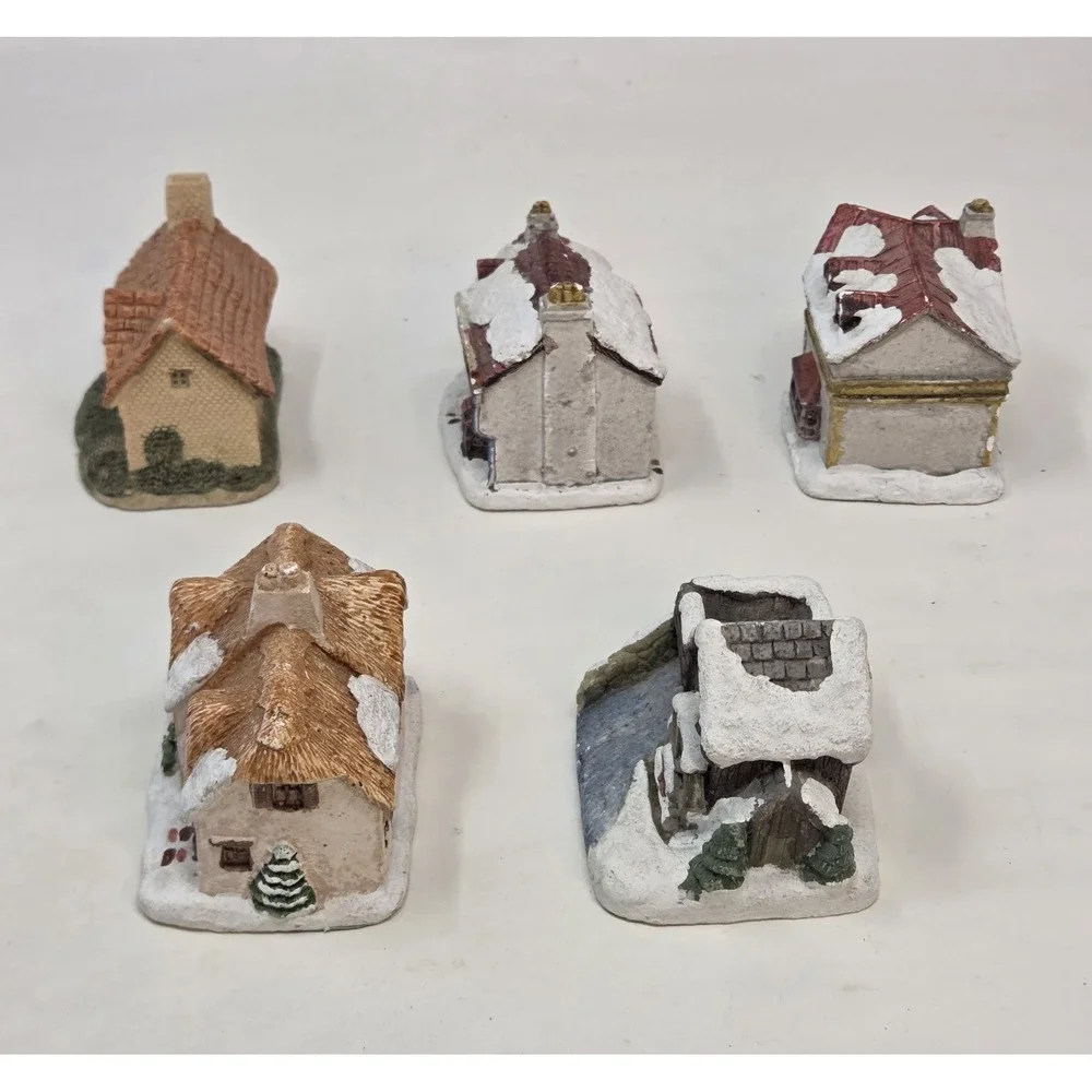 Vintage 1987-1989 RSVP Dickens Christmas Resin Cottages Village Lot of 5